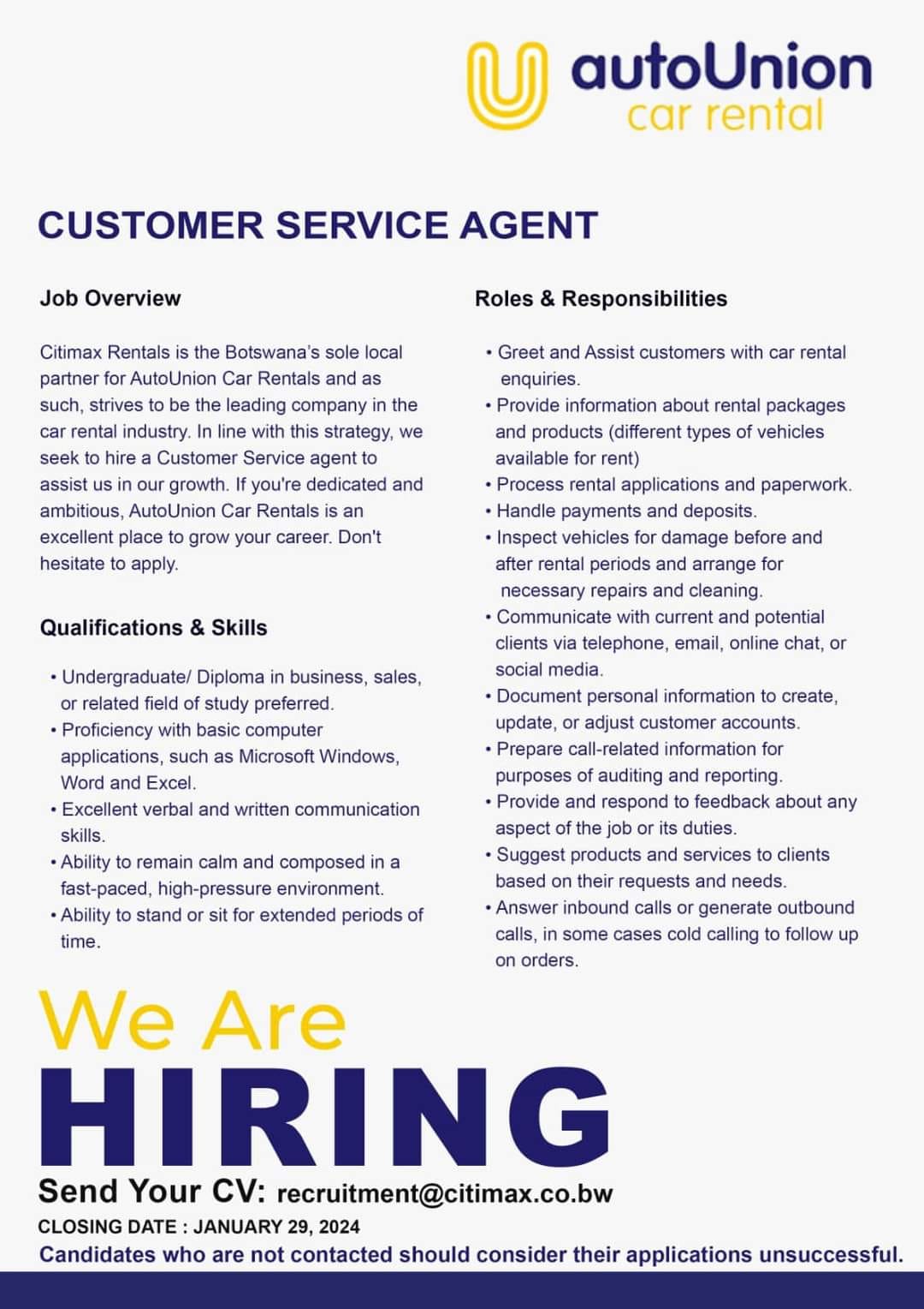 customer care Assistant